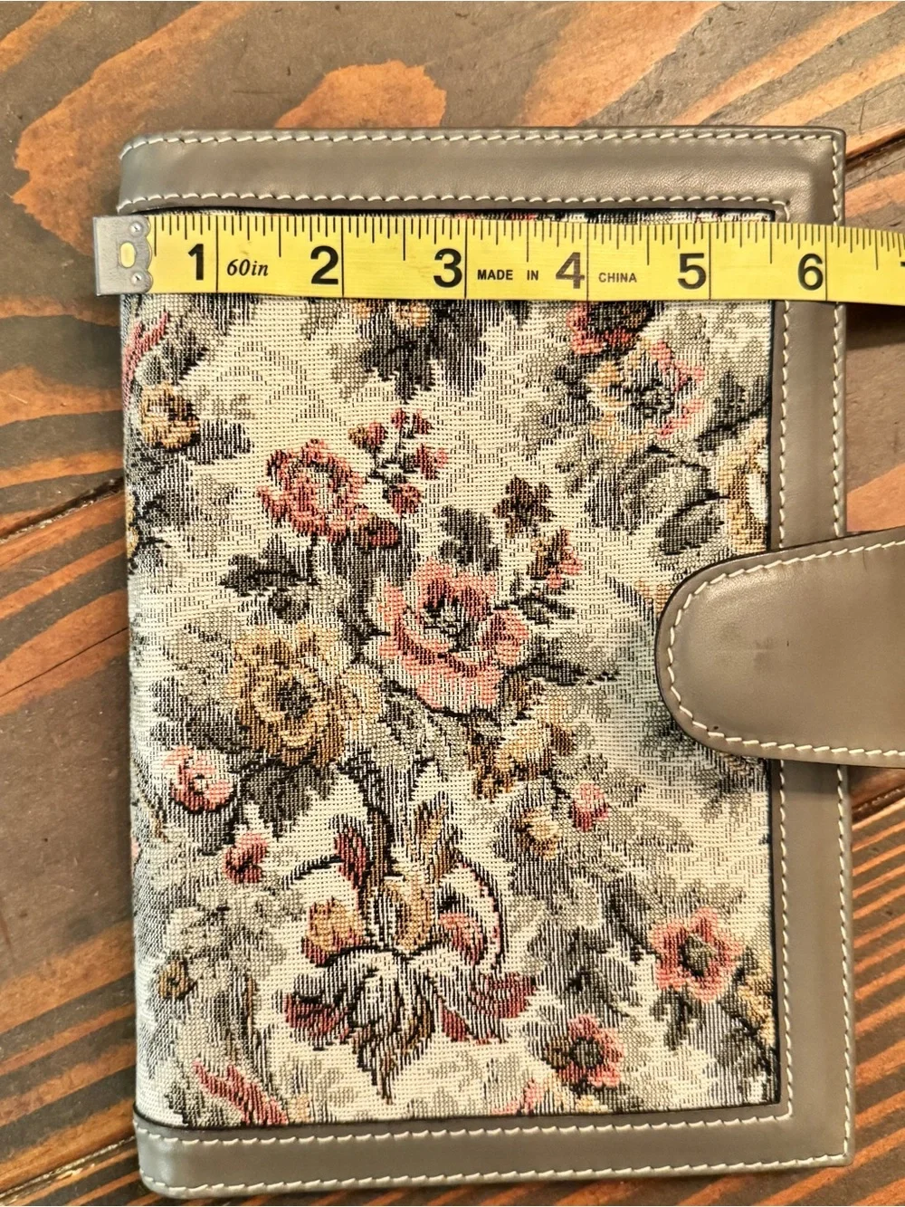 Vintage French Luggage Company Gray Rose Tapestry Memo Pad Holder Organizer